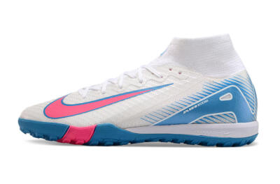 Nike Air Zoom Mercurial Superfly 10 Elite TF High-Tops Soccer Shoes - White/Pink/Blue