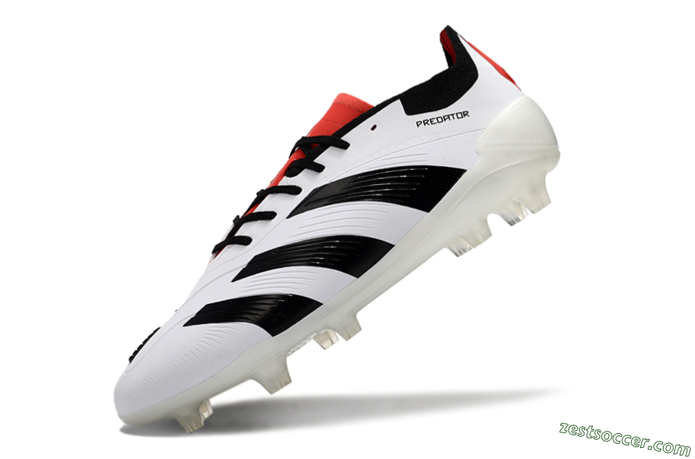 Adidas Predator 24 Elite FG Low-Tops Soccer Cleats - White/Black/Red 5