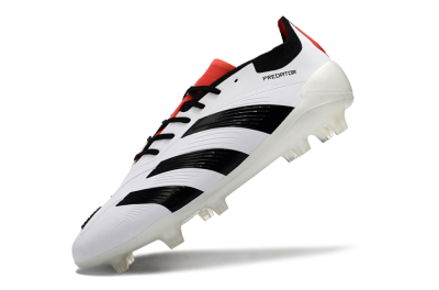 Adidas Predator 24 Elite FG Low-Tops Soccer Cleats - White/Black/Red
