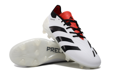 Adidas Predator 24 Elite FG Low-Tops Soccer Cleats - White/Black/Red