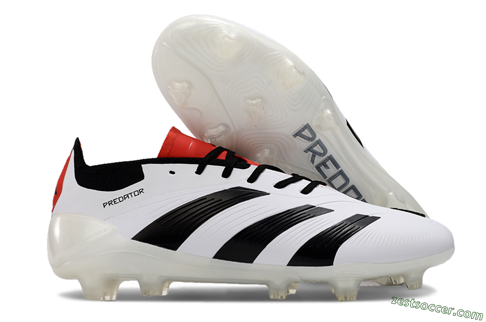 Adidas Predator 24 Elite FG Low-Tops Soccer Cleats - White/Black/Red 0