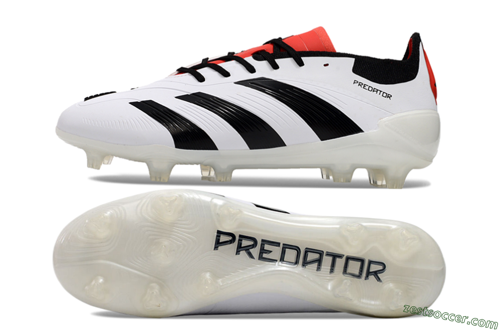Adidas Predator 24 Elite FG Low-Tops Soccer Cleats - White/Black/Red 1