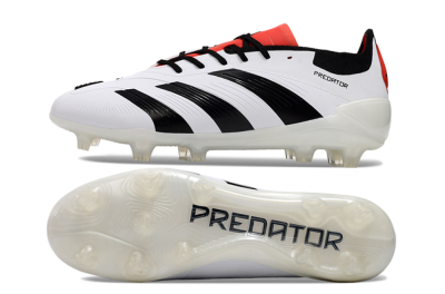 Adidas Predator 24 Elite FG Low-Tops Soccer Cleats - White/Black/Red