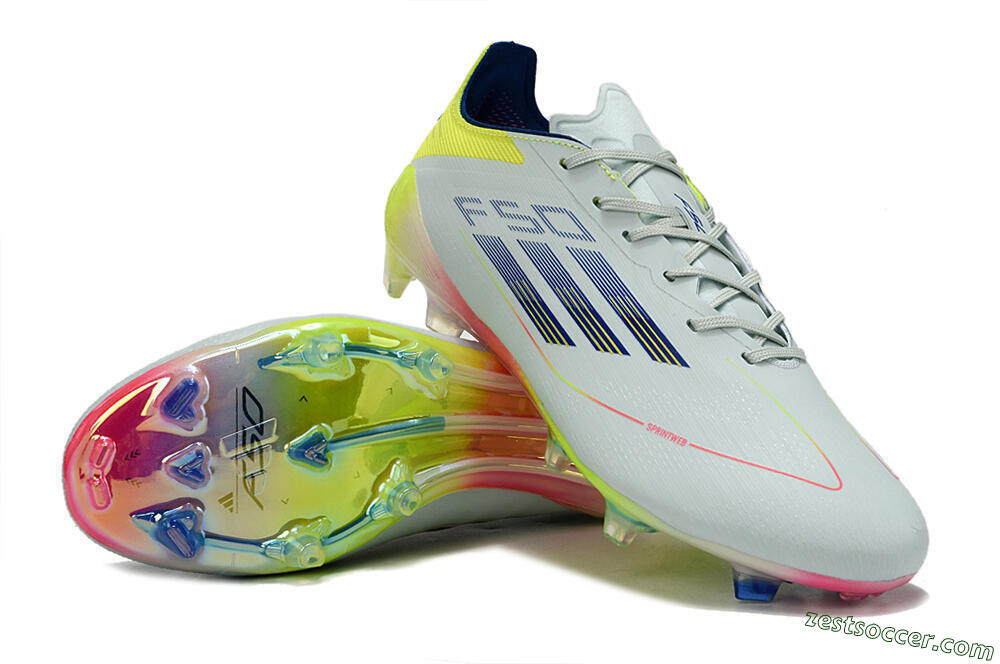 Adidas F50 Elite FG Low-Tops Soccer Cleats - Blue/Pink/Yellow 3