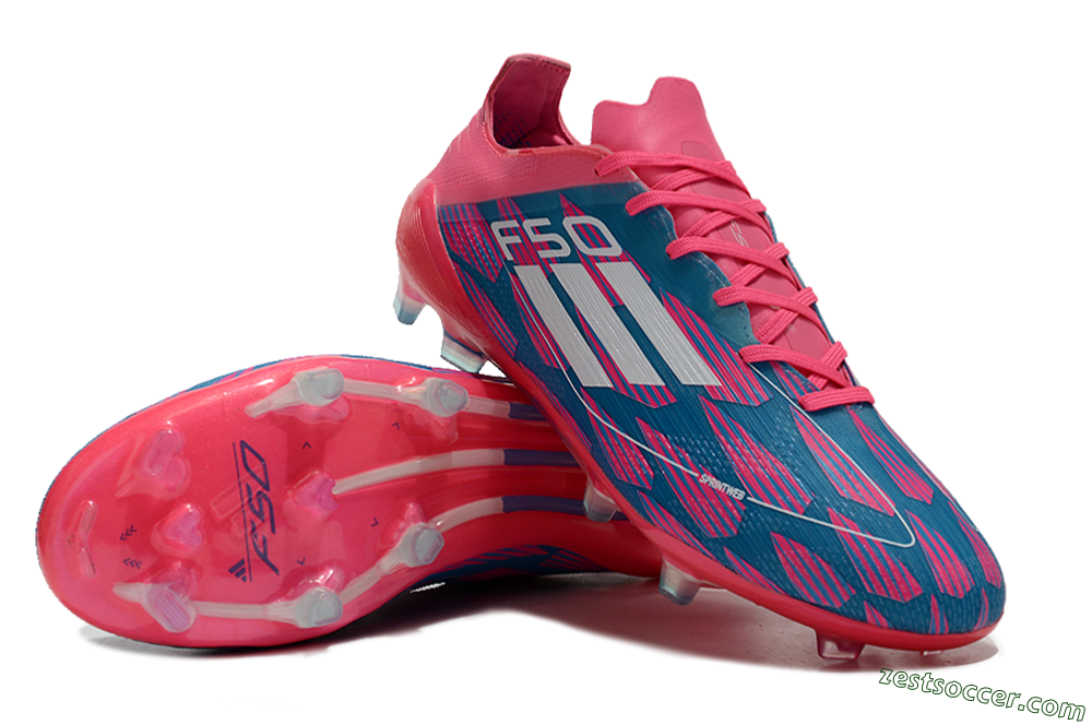 Adidas F50 Elite FG Low-Tops Soccer Cleats - Pink/Blue/White 3
