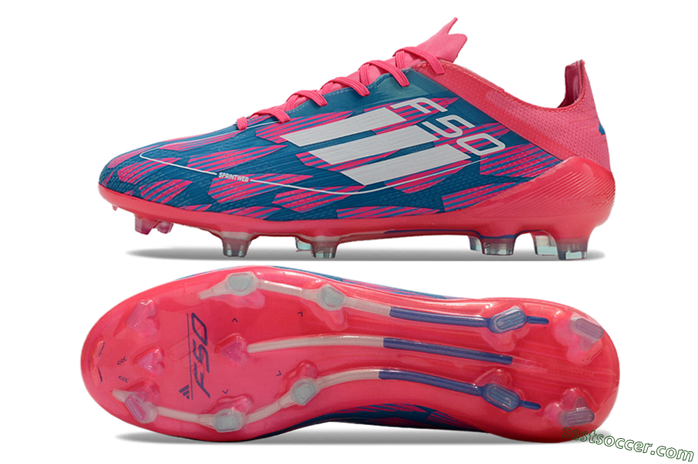 Adidas F50 Elite FG Low-Tops Soccer Cleats - Pink/Blue/White 1