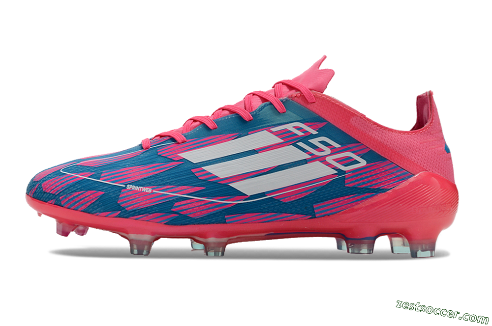 Adidas F50 Elite FG Low-Tops Soccer Cleats - Pink/Blue/White 2