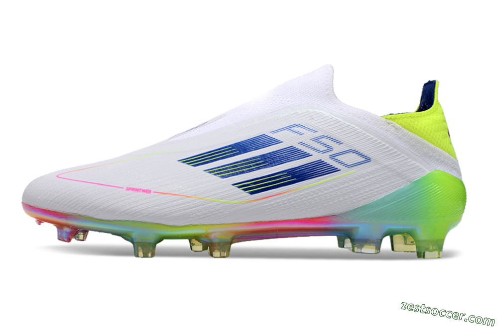 Adidas F50 Elite Laceless FG Low-Tops Soccer Cleats - White/Blue/Pink/Yellow 2