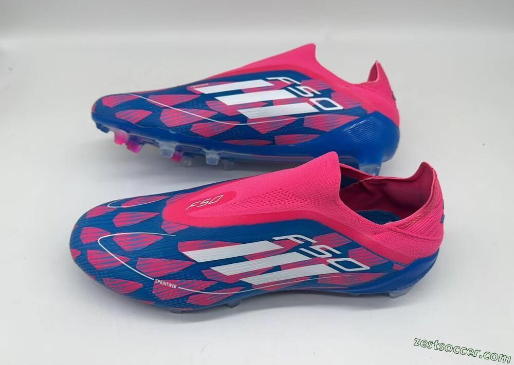 Adidas F50 Elite Laceless FG Low-Tops Soccer Cleats - Blue/Pink/White