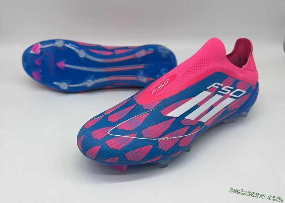 Adidas F50 Elite Laceless FG Low-Tops Soccer Cleats - Blue/Pink/White