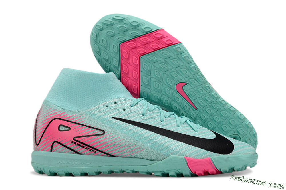 Nike Air Zoom Mercurial Superfly 10 Elite TF High-Tops Soccer Shoes - Green/Pink/Black 0
