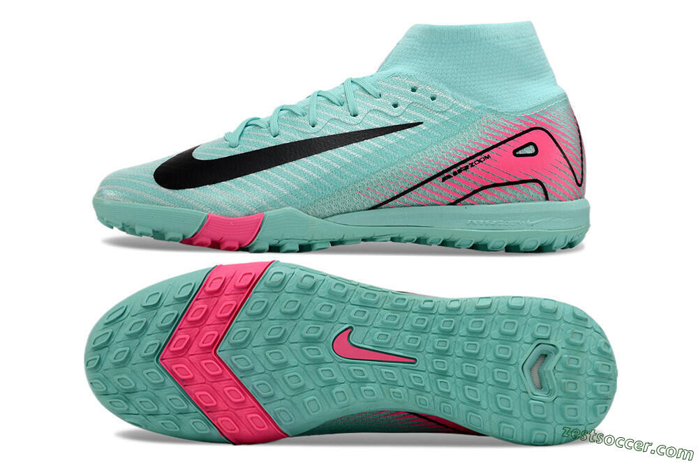 Nike Air Zoom Mercurial Superfly 10 Elite TF High-Tops Soccer Shoes - Green/Pink/Black 1
