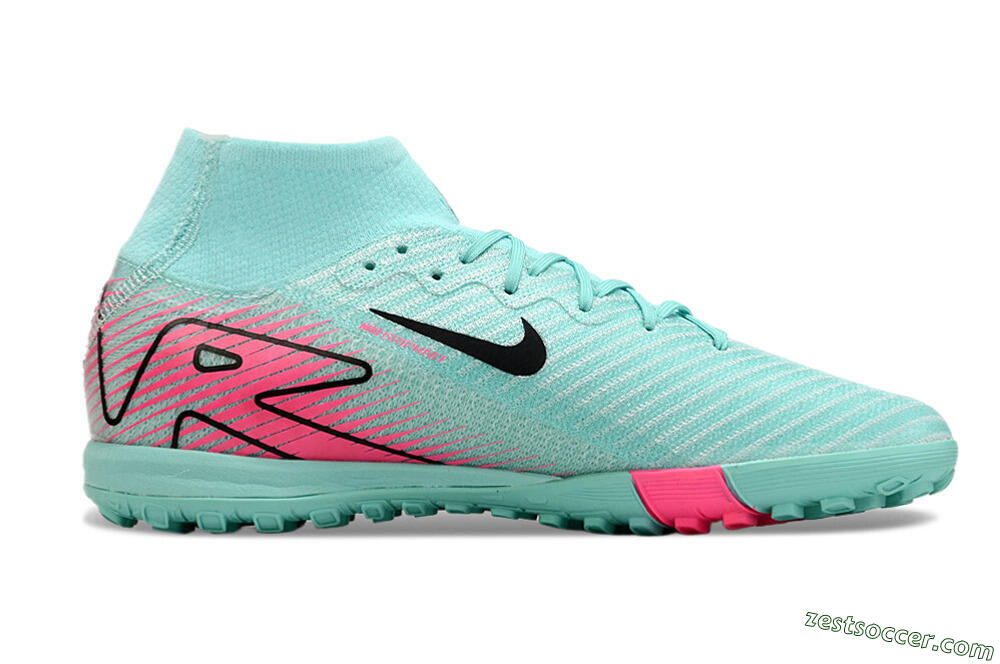 Nike Air Zoom Mercurial Superfly 10 Elite TF High-Tops Soccer Shoes - Green/Pink/Black 4