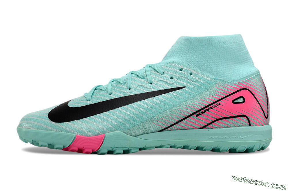 Nike Air Zoom Mercurial Superfly 10 Elite TF High-Tops Soccer Shoes - Green/Pink/Black 2