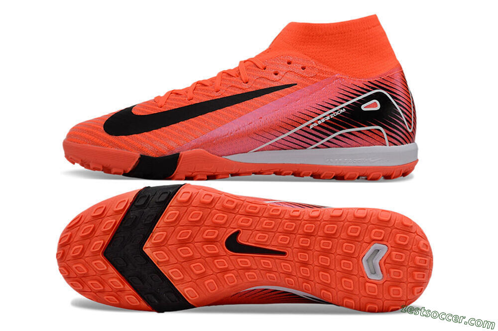Nike Air Zoom Mercurial Superfly 10 Elite TF High-Tops Soccer Shoes - Red/Black/White 1