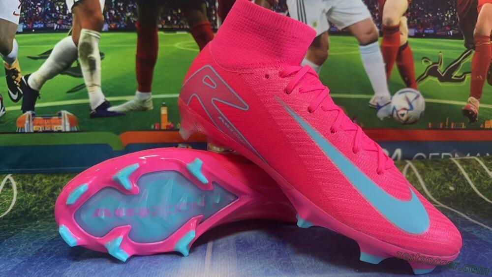 Nike Air Zoom Mercurial Superfly 16 Elite FG High-Tops Soccer Cleats - Pink/Mint