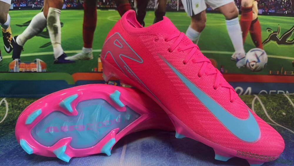 Nike Air Zoom Mercurial Vapor 16 Elite FG High-Tops Soccer Cleats - Pink/Mint