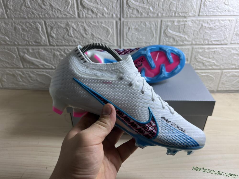 Nike Air Zoom Mercurial Vapor 15 Elite FG Low-Tops Soccer Cleats - White/Blue/Pink