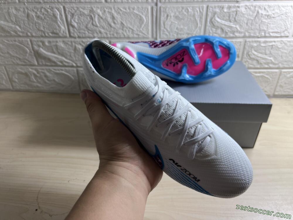 Nike Air Zoom Mercurial Vapor 15 Elite FG Low-Tops Soccer Cleats - White/Blue/Pink