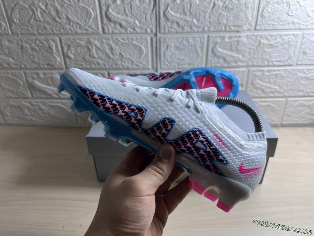 Nike Air Zoom Mercurial Vapor 15 Elite FG Low-Tops Soccer Cleats - White/Blue/Pink