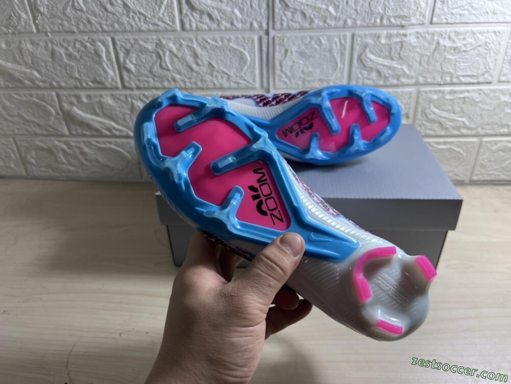 Nike Air Zoom Mercurial Vapor 15 Elite FG Low-Tops Soccer Cleats - White/Blue/Pink