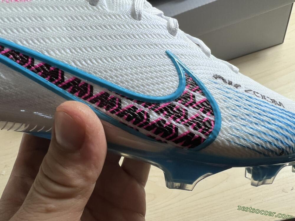 Nike Air Zoom Mercurial Superfly 9 Elite FG High-Tops Soccer Cleats - White/Blue/Pink