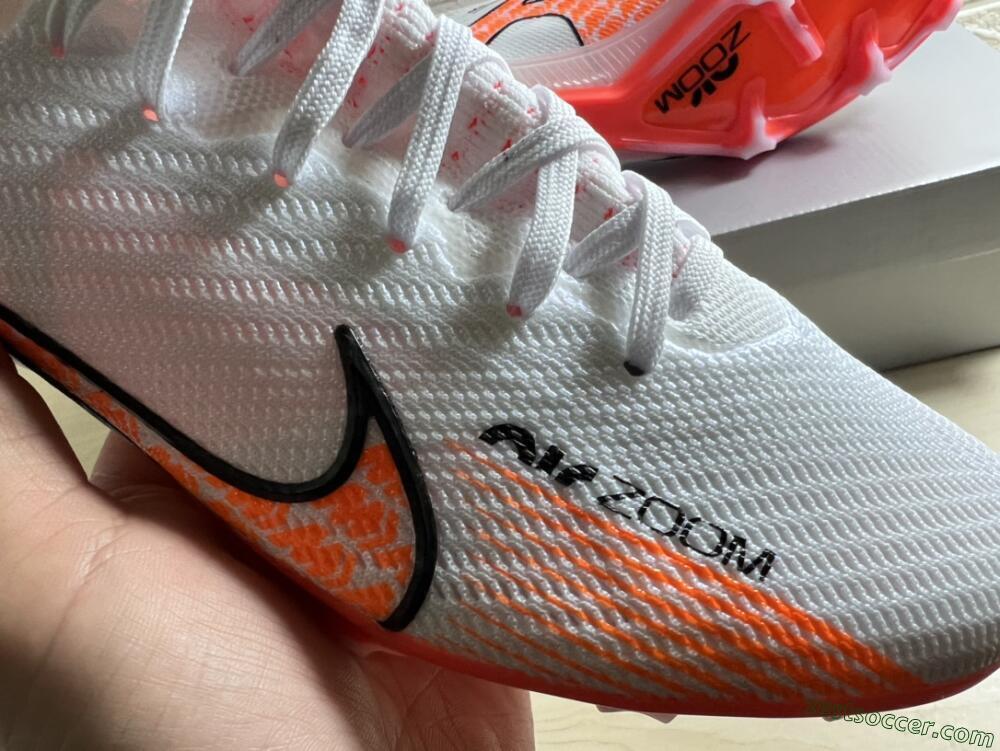 Nike Air Zoom Mercurial Superfly 9 Elite FG High-Tops Soccer Cleats - White/Orange/Black