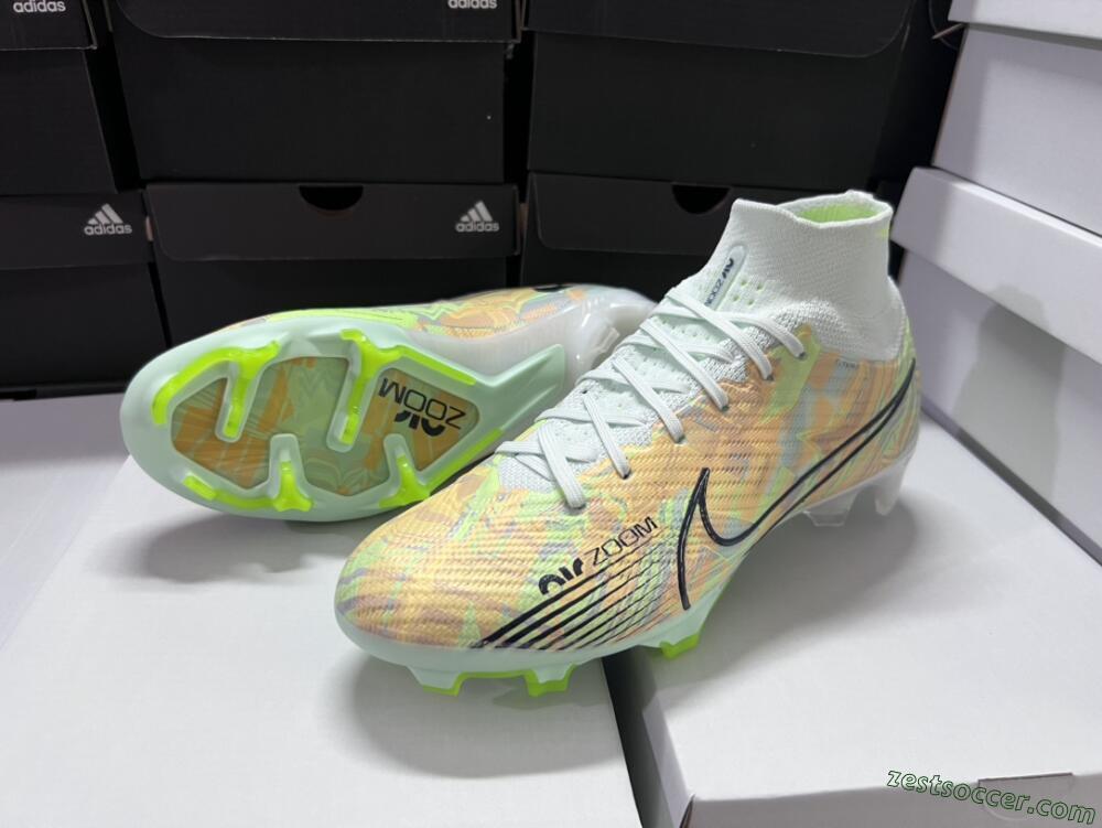 Nike Air Zoom Mercurial Superfly 9 Elite FG High-Tops Soccer Cleats - Blue/Green