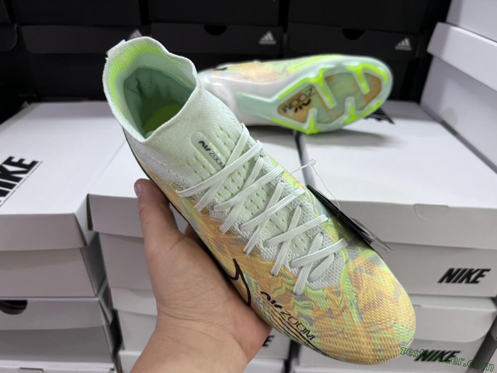 Nike Air Zoom Mercurial Superfly 9 Elite FG High-Tops Soccer Cleats - Blue/Green