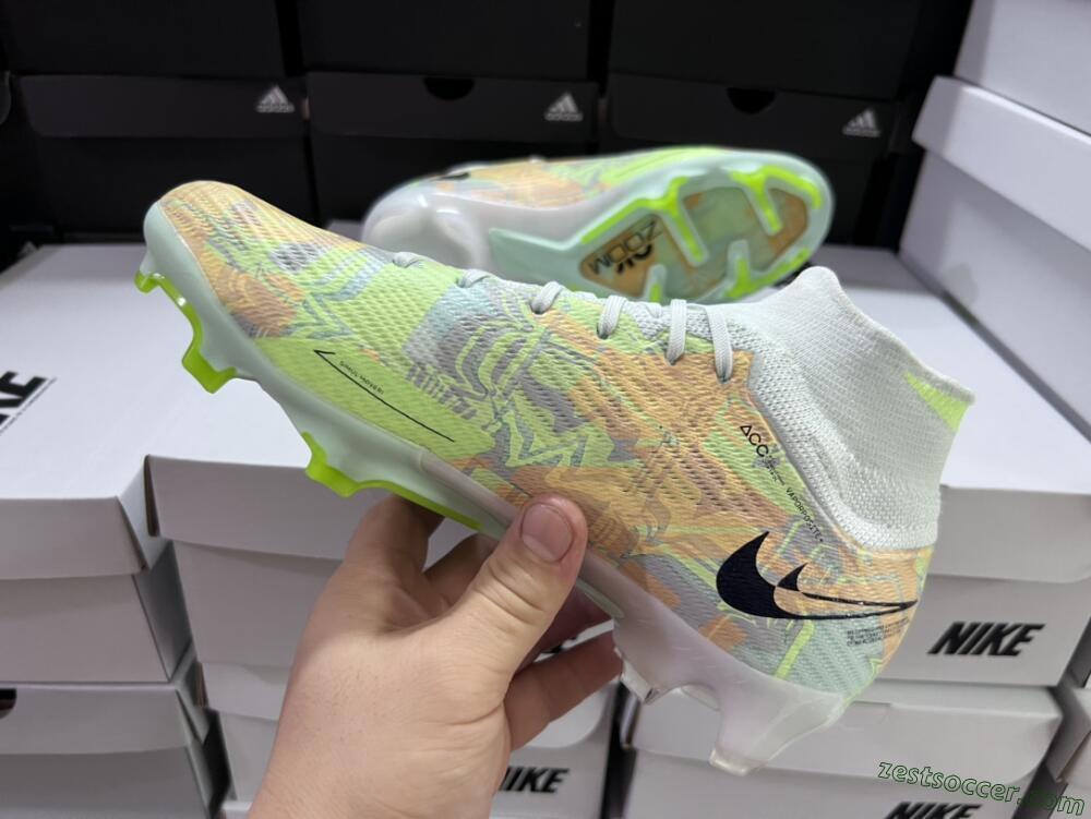 Nike Air Zoom Mercurial Superfly 9 Elite FG High-Tops Soccer Cleats - Blue/Green
