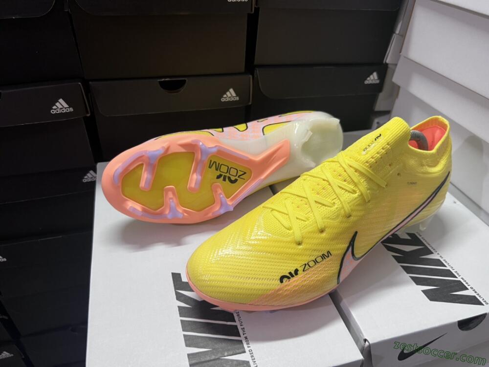 Nike Air Zoom Mercurial Vapor 15 Elite FG Low-Tops Soccer Cleats - Yellow/Pink