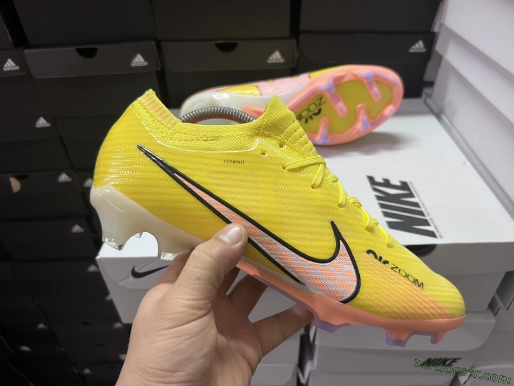 Nike Air Zoom Mercurial Vapor 15 Elite FG Low-Tops Soccer Cleats - Yellow/Pink
