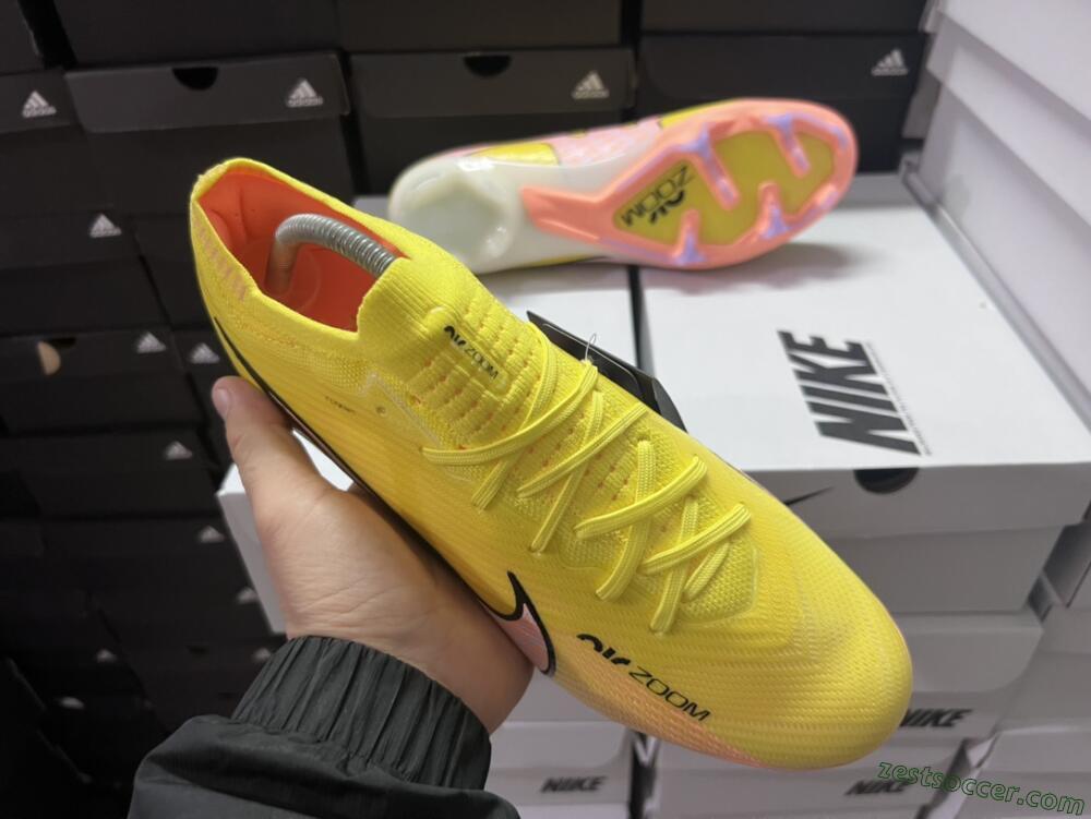 Nike Air Zoom Mercurial Vapor 15 Elite FG Low-Tops Soccer Cleats - Yellow/Pink