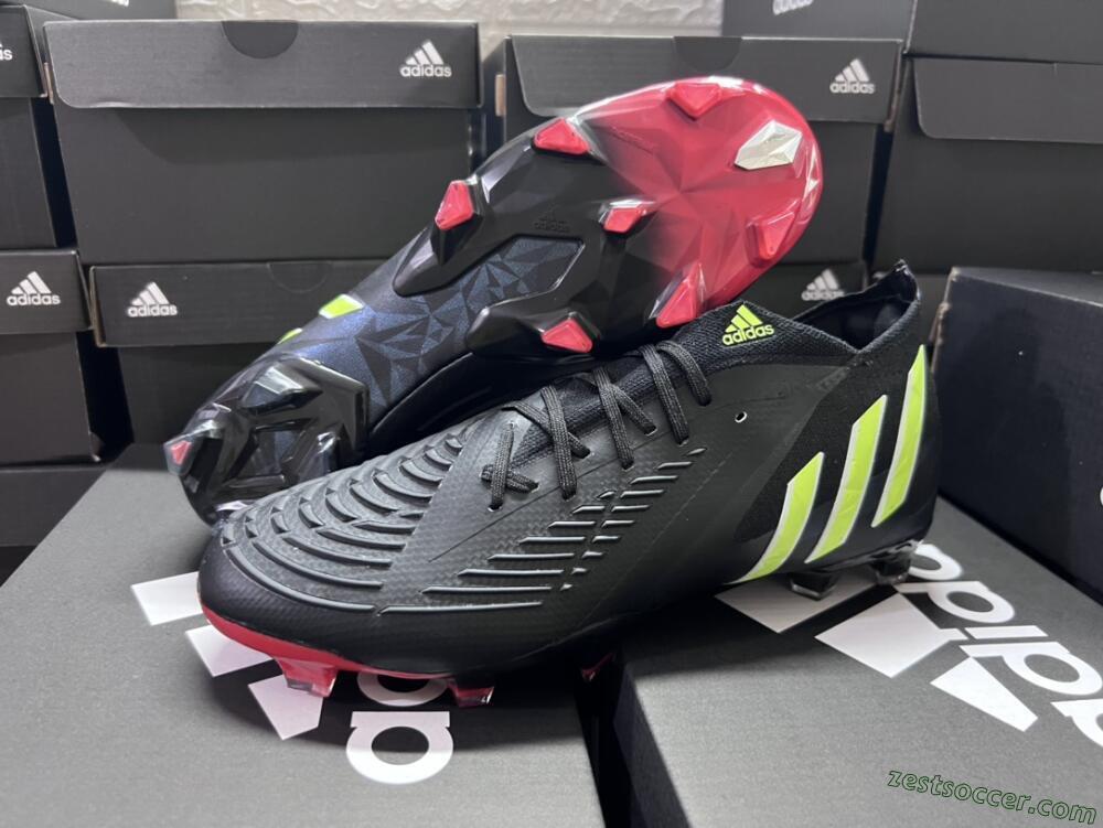 Adidas Predator Edge Geometric.1 Low FG Low-Tops Soccer Cleats - Black/Yellow/Red