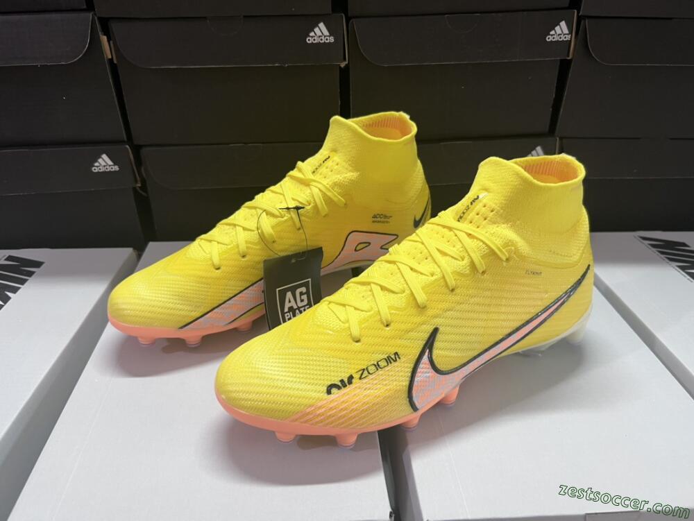 Nike Air Zoom Mercurial Superfly 9 Elite FG High-Tops Soccer Cleats - Yellow/Pink