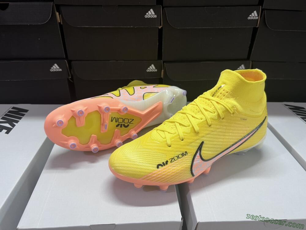 Nike Air Zoom Mercurial Superfly 9 Elite FG High-Tops Soccer Cleats - Yellow/Pink