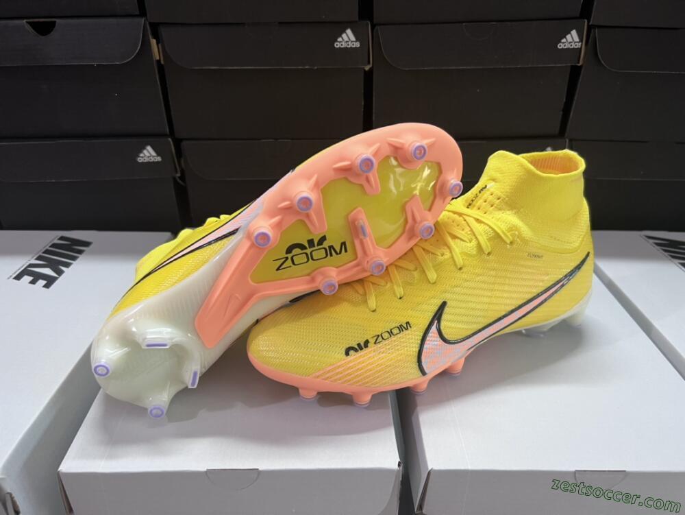 Nike Air Zoom Mercurial Superfly 9 Elite FG High-Tops Soccer Cleats - Yellow/Pink