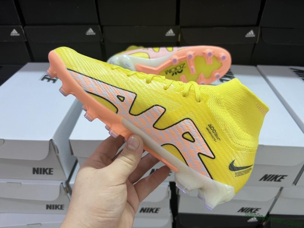 Nike Air Zoom Mercurial Superfly 9 Elite FG High-Tops Soccer Cleats - Yellow/Pink