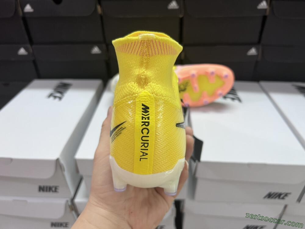 Nike Air Zoom Mercurial Superfly 9 Elite FG High-Tops Soccer Cleats - Yellow/Pink