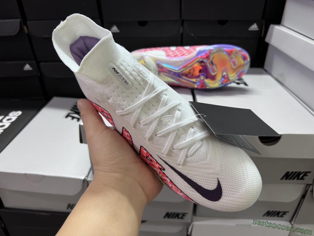 Nike Air Zoom Mercurial Superfly 9 Elite FG High-Tops Soccer Cleats - White/Red