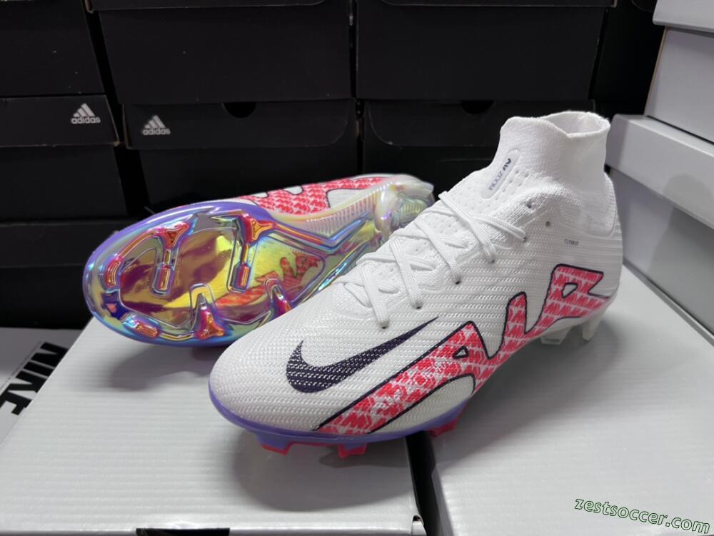 Nike Air Zoom Mercurial Superfly 9 Elite FG High-Tops Soccer Cleats - White/Red