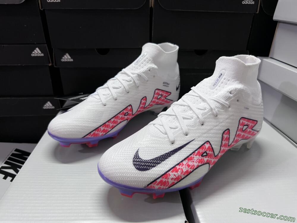 Nike Air Zoom Mercurial Superfly 9 Elite FG High-Tops Soccer Cleats - White/Red