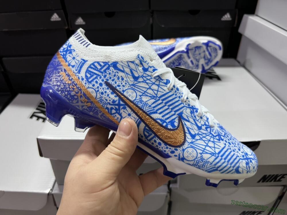 Nike Air Zoom Mercurial Vapor 15 Elite FG Low-Tops Soccer Cleats - Blue/White/Red