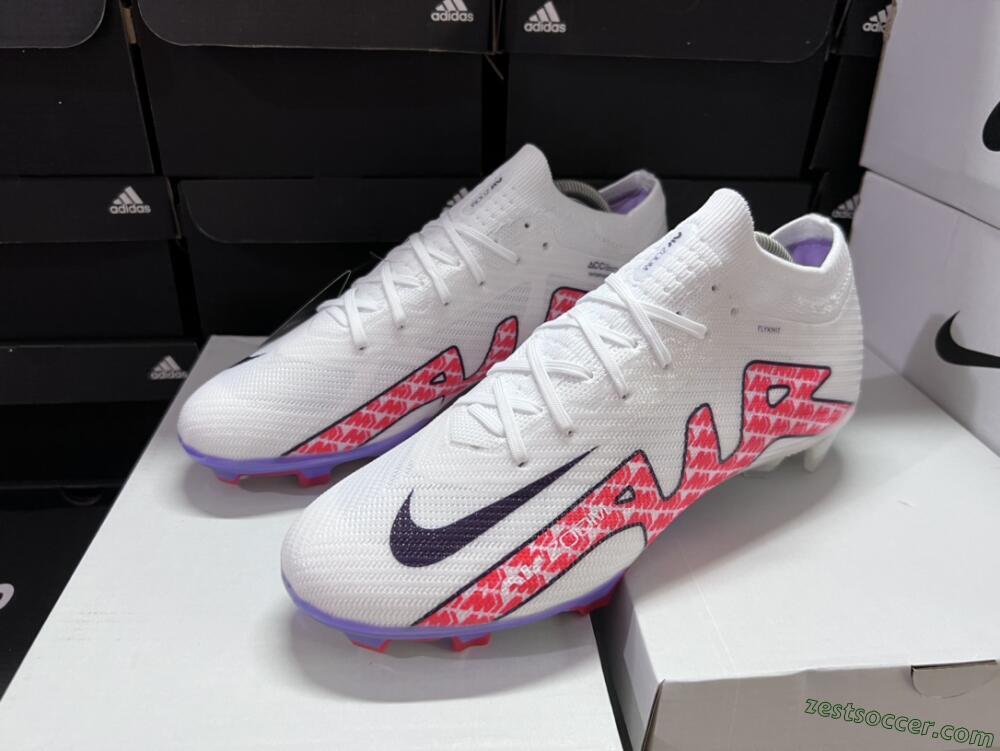 Nike Air Zoom Mercurial Vapor 15 Elite FG Low-Tops Soccer Cleats - White/Red