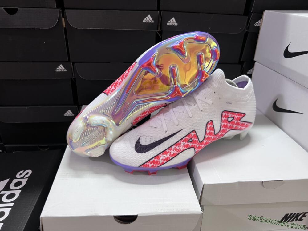Nike Air Zoom Mercurial Vapor 15 Elite FG Low-Tops Soccer Cleats - White/Red