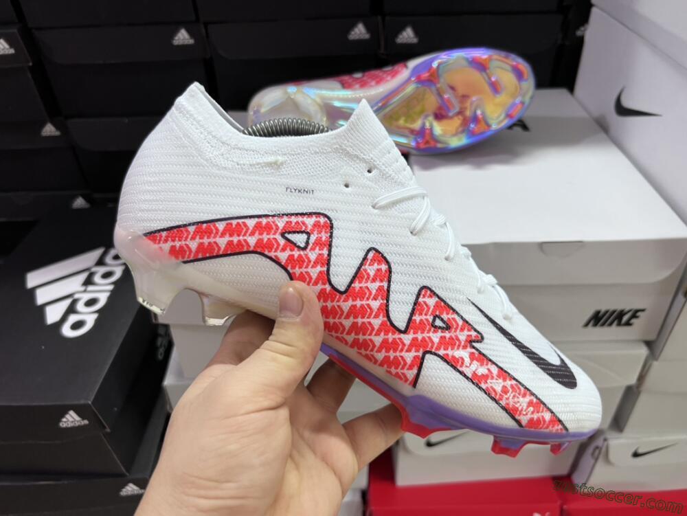 Nike Air Zoom Mercurial Vapor 15 Elite FG Low-Tops Soccer Cleats - White/Red
