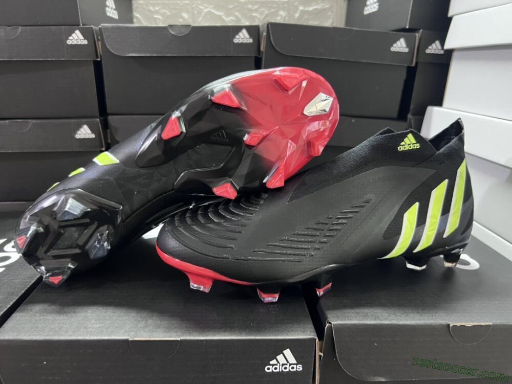 Adidas Predator Edge Geometric+ FG High-Tops Soccer Cleats - Black/Yellow/Red