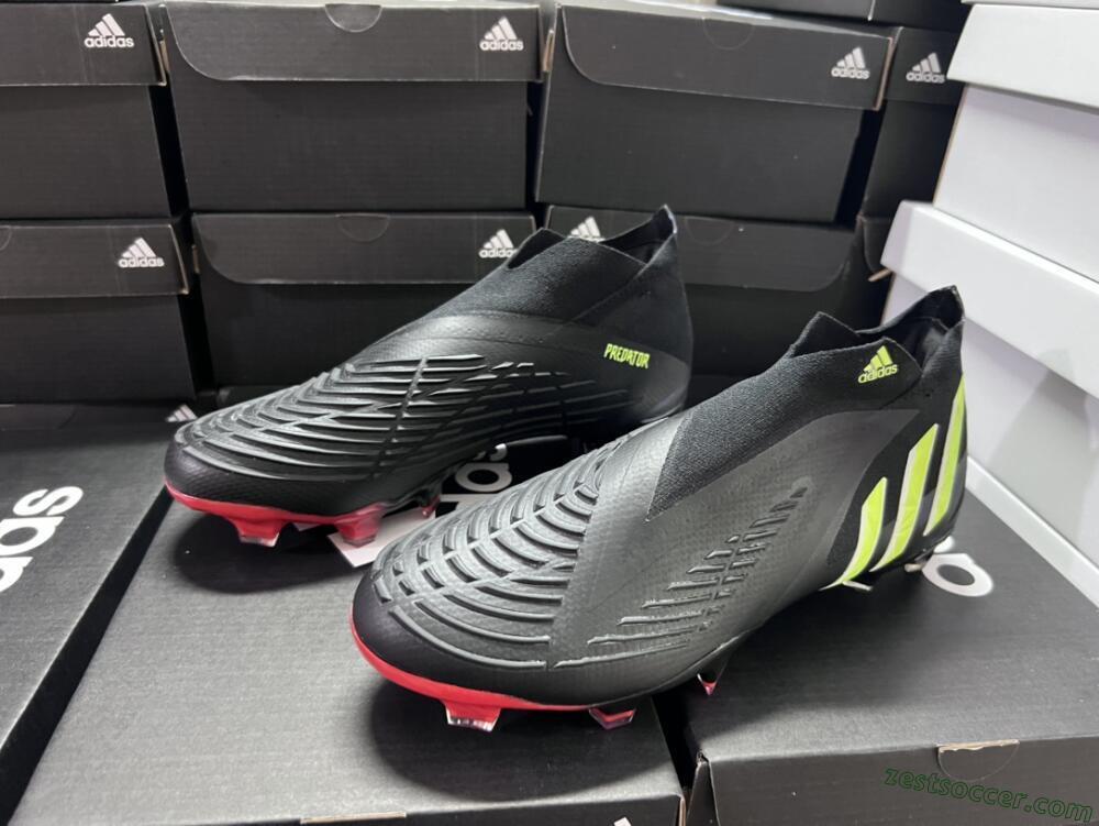 Adidas Predator Edge Geometric+ FG High-Tops Soccer Cleats - Black/Yellow/Red