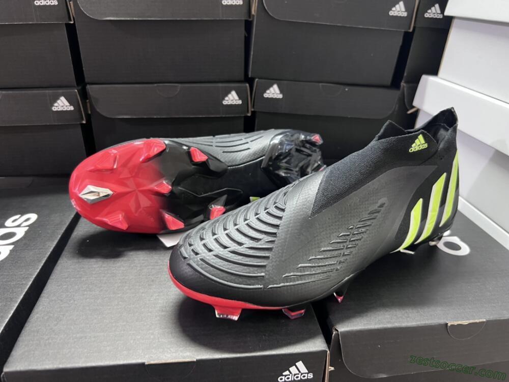 Adidas Predator Edge Geometric+ FG High-Tops Soccer Cleats - Black/Yellow/Red