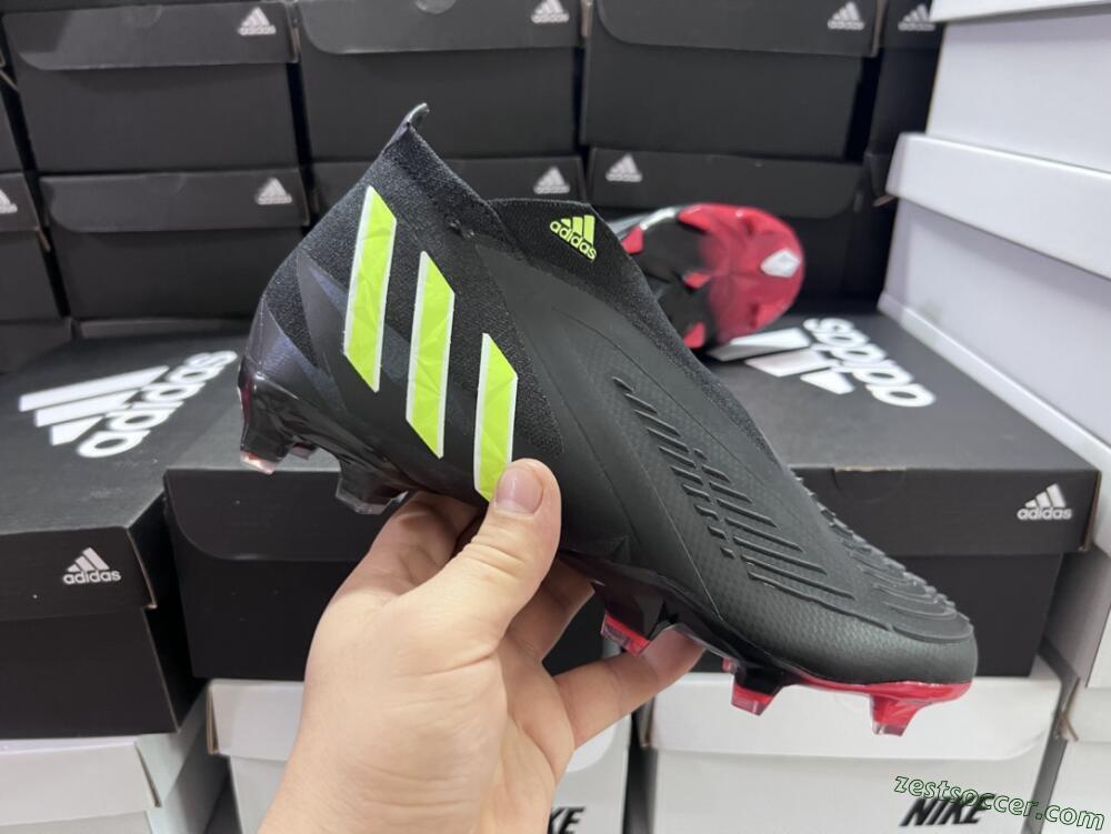 Adidas Predator Edge Geometric+ FG High-Tops Soccer Cleats - Black/Yellow/Red